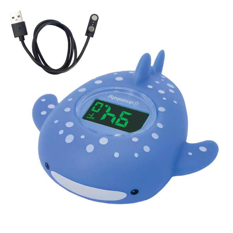 [Australia] - Dreambaby Whale Shark USB Rechargeable Baby Bath Thermometer - Instant Read, Digital Room and Baby Bathtub Water Fun Floating Toy - Newborn Must-Have 