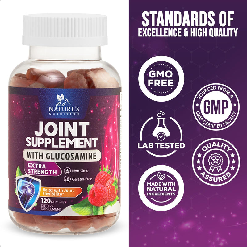 [Australia] - Nature's Joint Support Gummies Glucosamine Plus Vitamin E - Joint Support Supplement for Occasional Discomfort for Back, Knees & Hands - Joint Health & Flexibility Supplement - 120 Gummies 120 Count (Pack of 1) 