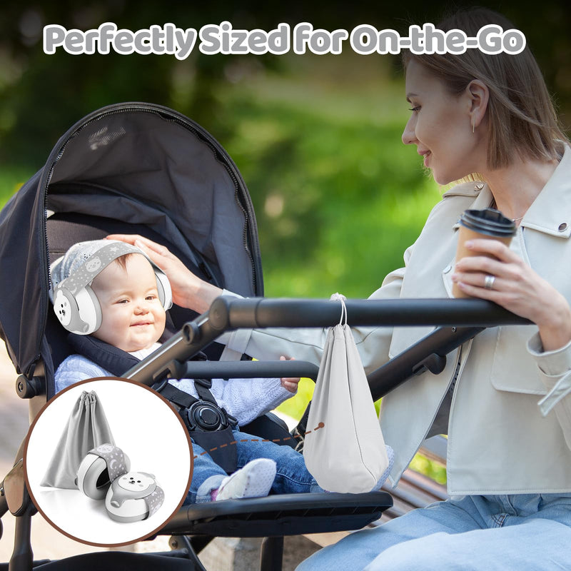 Baby Headphones-Infant Ear Protection for Babies 0-36 Months,Baby Earmuffs with Little Bear Design Noise Cancelling Headphones for Improves Sleep,Baby Travel Essentials for Outdoor Grey