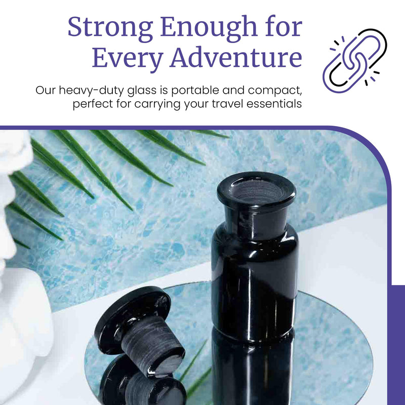 Infinity Jars 50 ml (1.69 fl oz) Black Ultraviolet Blocking Glass Apothecary Jar Airtight Smell‑Proof Refillable Container for Herbs, Spices, Tea & Essential Oils 1 50 ml