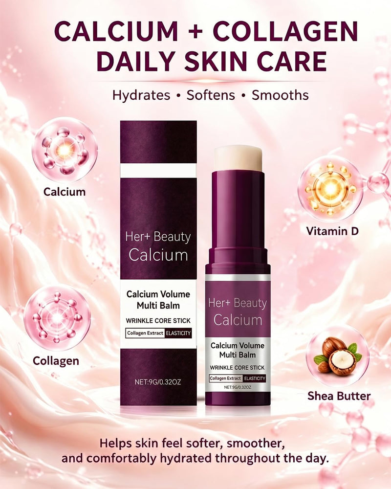 Collagen Calcium Multi Balm Stick, Hydrating & Moisturizing Balm with Vitamin D & Shea Butter, Helps Skin Feel Soft and Smooth, for Eyes, Face & Neck (1PCS) 1PCS