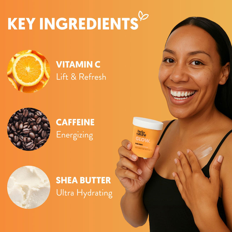 By Nature Glow Vitamin C + Caffeine Body Balm - 6.8 oz