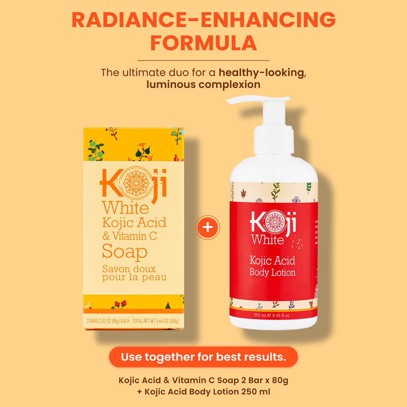 Koji White Kojic Acid & Vitamin C Brightening Soap, Hydrating Face & Body For Radiant Glow Skin, Nourishing, Moisturizing, Cleansing Bar, Vegan, Paraben-Free, 2.82 oz (2 Bars)