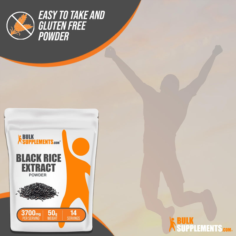 BulkSupplements.com Black Rice Extract Powder - Black Rice Supplement, Black Rice Powder - Gluten Free Supplement, 3700mg per Serving, 50g (1.8 oz) (Pack of 1) 1.8 Ounce (Pack of 1)