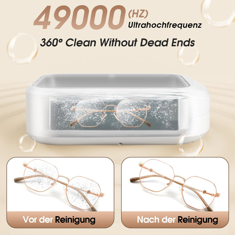 [Australia] - Ultrasonic Cleaner Glasses 49000Hz, 640ml Glasses Cleaner, Ultrasonic Cleaner with 4 Speeds, Ultrasonic Cleaner Suitable for Glasses, Jewelry, Watches, Dentures, Coins, etc. 