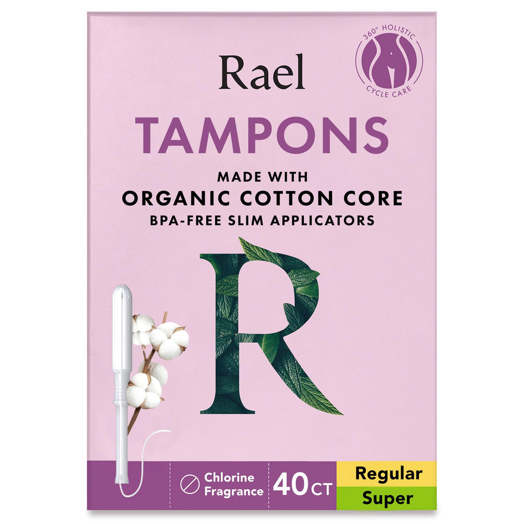 Rael Tampons, Slim Applicator Made with Organic Cotton Core - Tampons Multipack, Regular and Super Absorbency, BPA-Free, Leak Locker Technology, Unscented, Chlorine Free (40 Count, Bundle) BPA-Free Plastic (Bundle) 40 Count