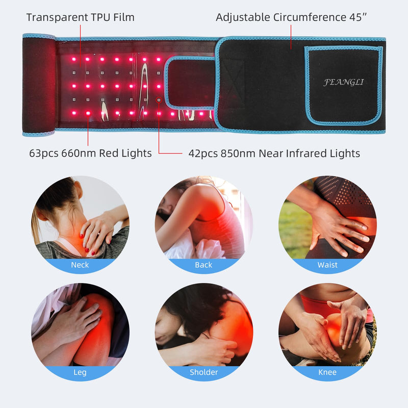 [Australia] - Red Light Therapy Infrared Light Therapy Wrap Belt for Body Pain Relief Wearable Large Pad for Waist Back Stomach Muscle Repair, Decrease Inflammation, Speed Healing LED 660nm&850nm with Controller 1 Count (Pack of 1) 