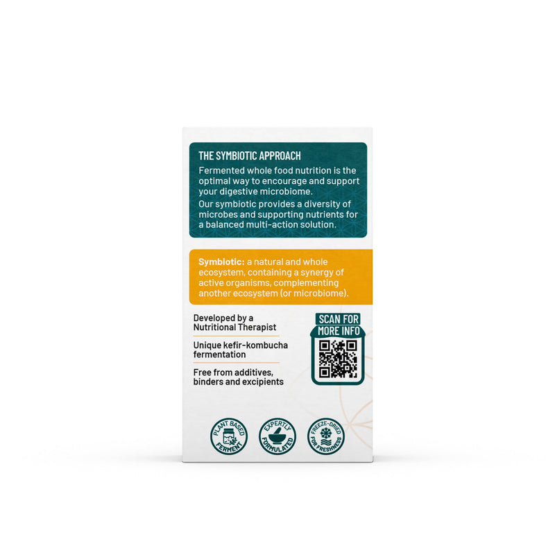 Living Nutrition - Organic Fermented Symbiotic (60 Capsules) - A Highly Concentrated wholefood Blend of prebiotics, probiotics and postbiotics