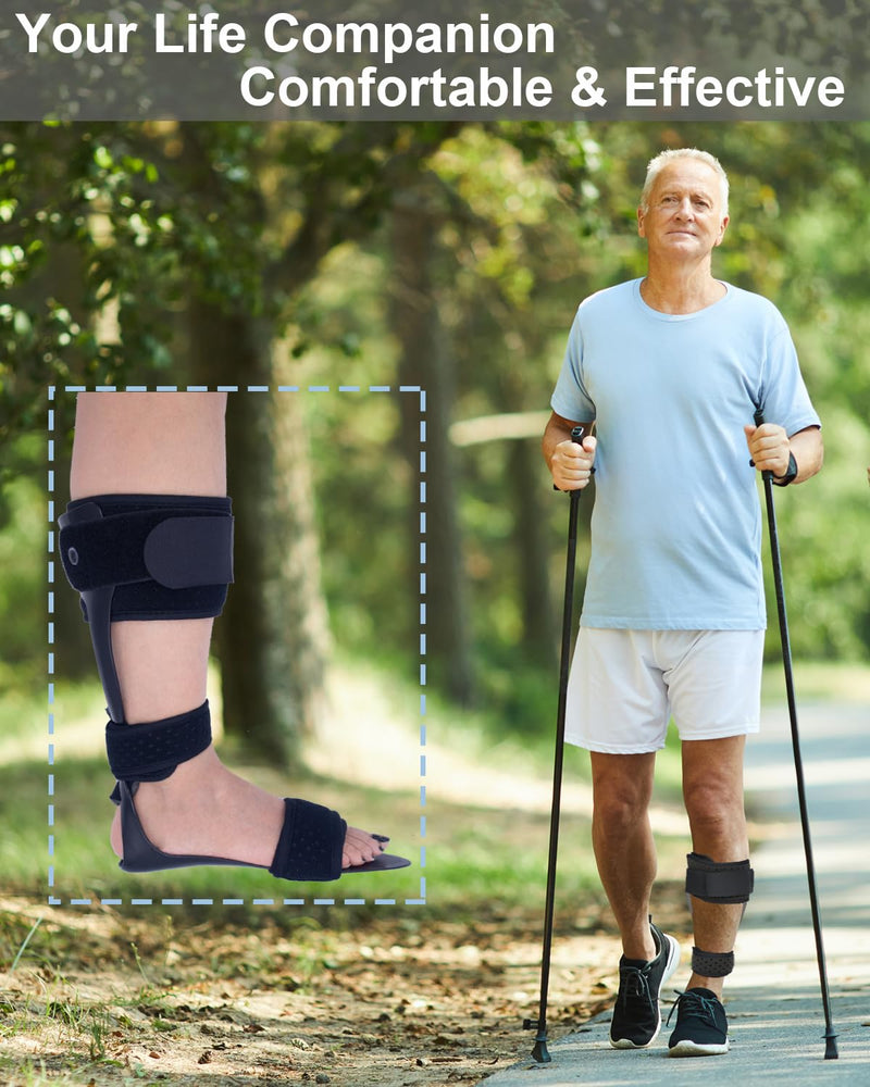 Medical AFO Drop Foot Brace, Ankle Foot Orthosis Support Foot Drop Postural Correction Brace (Left, Large) Left