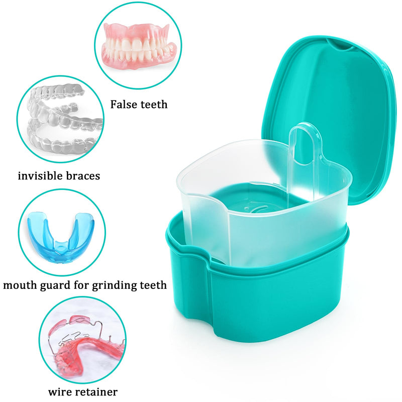 [Australia] - ZENFUN 20 Packs Denture Cases Dental Box For Artificial Teeth Denture Retainer Case Bulk Denture Holder with Strainer Basket Denture Soaking Container False Teeth Storage Box, Individually Sealed 