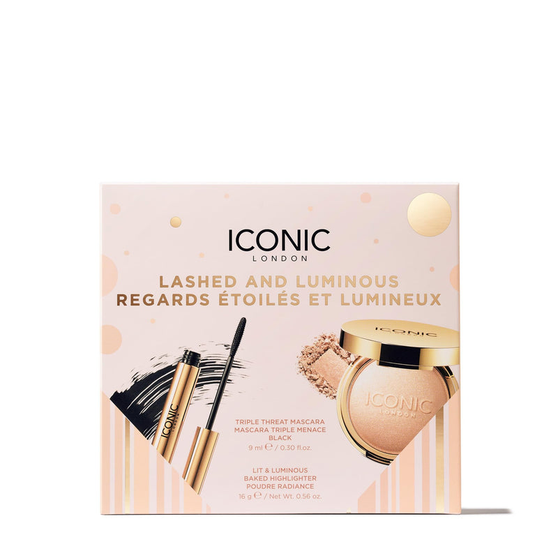 [Australia] - ICONIC LONDON Makeup Set for Natural Glow and Radiant Highlight, Perfect for Stocking Stuffers, Travel-Friendly, Cruelty-Free, Vegan Makeup Lashed and Luminous 