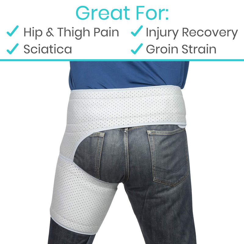 [Australia] - Hip Brace - Sciatica Pain Relief Brace, Thigh Hamstring Compression Sleeve Wrap for Hip Thigh Flexor Strain, Groin Pull, SI Joint, Arthritis, Bursitis, Sciatic Nerve for Men, Women (Left) Left 