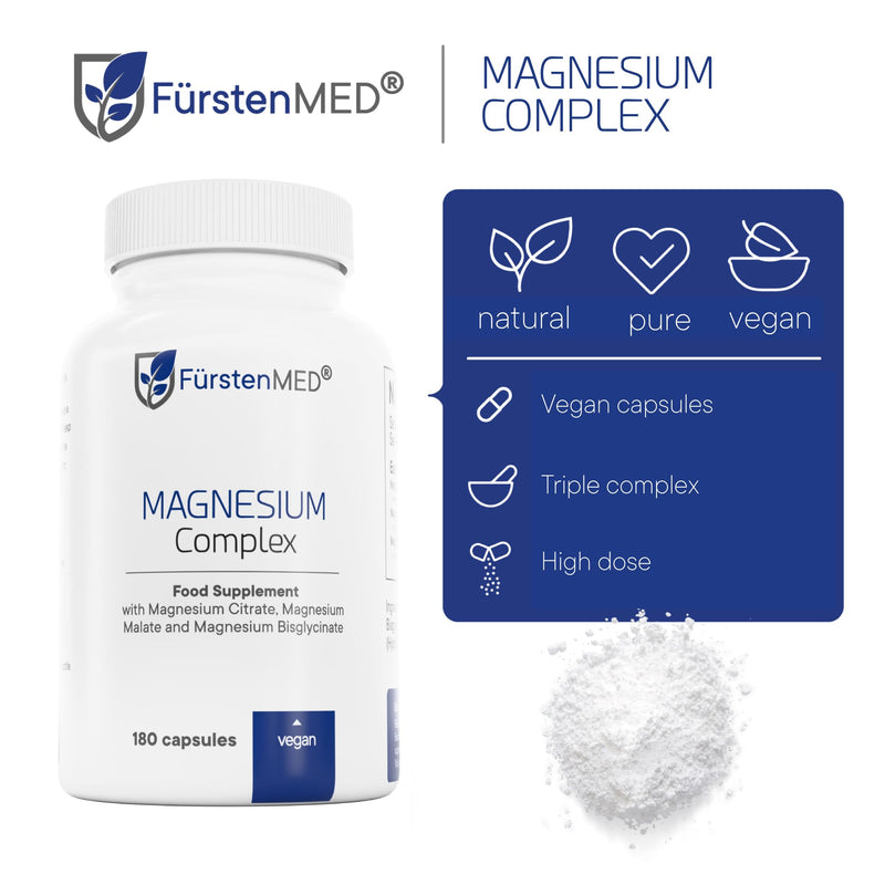 FürstenMED® 180 Magnesium Complex Capsules - Contains High Dose Magnesium Citrate, Malate & Bisglycinate - Vegan & Additive-Free
