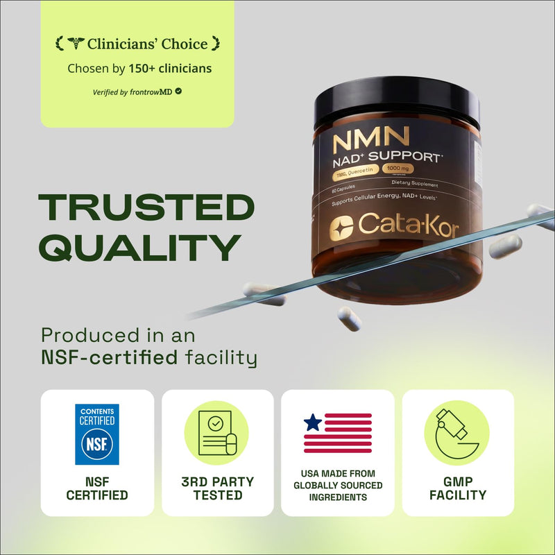 Cata-Kor NMN Supplement – 4-in-1 NAD Supplement with Quercetin | TMG | Resveratrol – Supports Cellular Energy & NAD+ Levels – Third-Party Tested - 2 Pack 60 Count (Pack of 2)