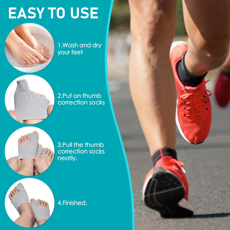 [Australia] - Hallux Valgus Socks, Hallux Valgus Correction, Big Toe Bandage Correction, Hallux Valgus Toe Separator Correction, Hallux Valgus Bandage with Silicone Pads for Men and Women (37-43 M, Grey) 