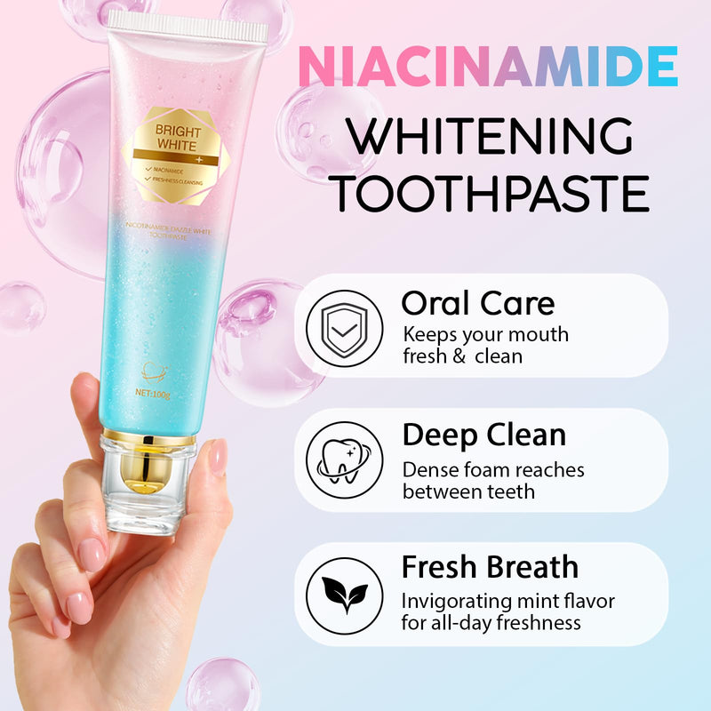 2Pack Niacinamide Whitening Toothpaste, Niacinamide Toothpaste Intensive with Natural Gentle Care, Deep Stain Removal for Yellow Teeth, Peach Flavor, Improves Gum Health, Fresh Breath