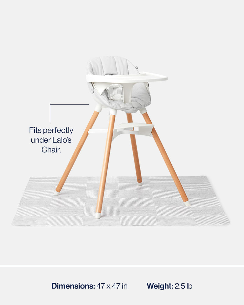 [Australia] - Lalo Splat Mat - Double-Sided Vegan Leather Wipeable Baby High Chair Mat, Modern Design - Perfect for Mealtime & Playtime, Easy to Clean - 47 x 47 Inches, Wickerwork Grey 