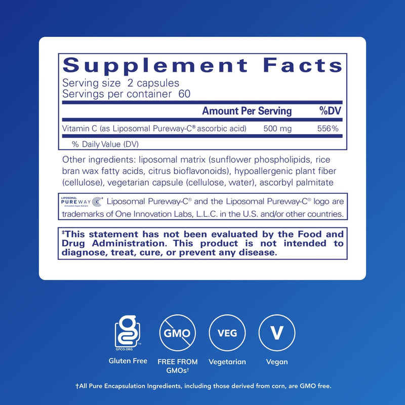 [Australia] - Pure Encapsulations Liposomal Vitamin C - Immune Support Supplement* - Antioxidant Nourishment - Daily Vitamin - Non-GMO & Gluten Free - 120 Capsules 