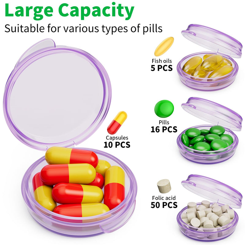 Small Pill Case, 6 Pcs Pill Box for Purse Travel Pill Container Portable Daily Medicine Pill Organizer Travel Pill Case for Medication Fish Oil Vitamin Supplement