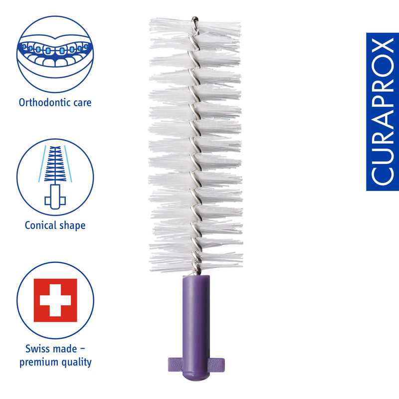 [Australia] - Curaprox interdental brushes CPS 18 ortho, refill, 5 pieces, purple, 2 mm diameter, 8 mm effectiveness, refill pack without holder, 5 pieces (pack of 1) 