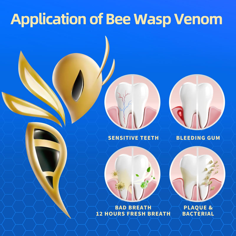 [Australia] - 3-Pack 7X Turbo Whitening 18% Nano Hydroxyapatite Bee Wasp Venom Toothpaste for Remineralizing Enamel Repair,Sensitive Relief,Anti-Gingivitis,Anti-Cavity,Anti-Plaque -150 MIN Fresh Breath Refreshing Mint 1.23 Ounce (Pack of 3) 