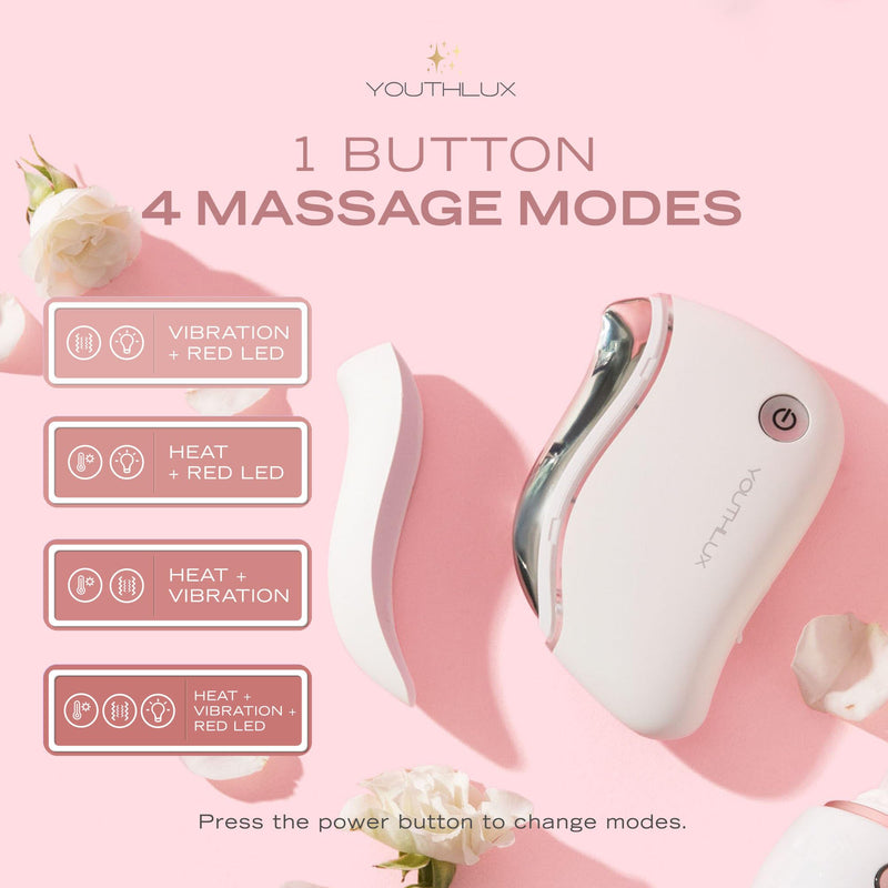 ProSculpt Heated Gua Sha Facial Massager – Electric Guasha Tool for Face Sculpting, Relaxation & Skincare | Soothing Vibration Facial Massage Tool with Contoured Design (White) White