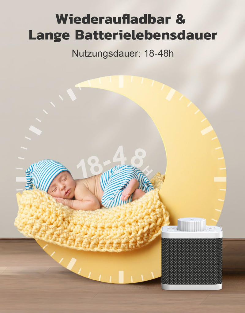 [Australia] - Mohard White Noise Machine, White Noise Baby Sleep Aid with 20 Soothing Sounds, 18-48 Hours Battery Life, 3 Timer Settings and Memory Function, Sound Machine for Adults 