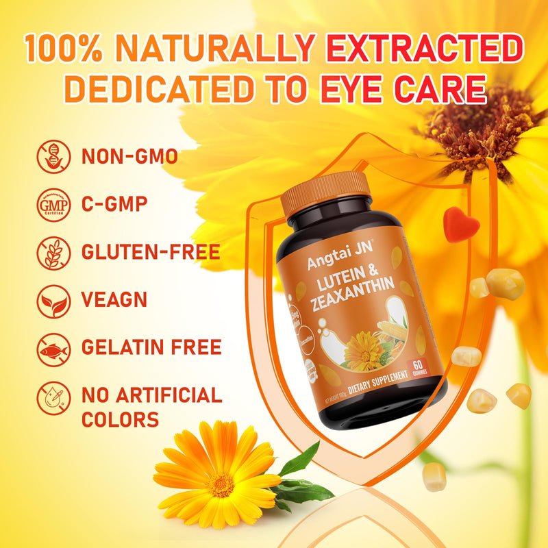Lutein Gummies (60 Count) Eye Health Supplement with Zeaxanthin & Vitamin A – Orange Flavor, Blue Light Protection, Supports Vision Care for Adults – Vegan, Non-GMO, Gluten Free