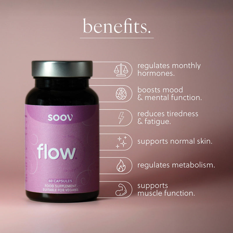 Soov Flow - Women's Multivitamin Supplement - Hormonal Balance, Skin & Cognitive Support - Vegan & UK Manufactured