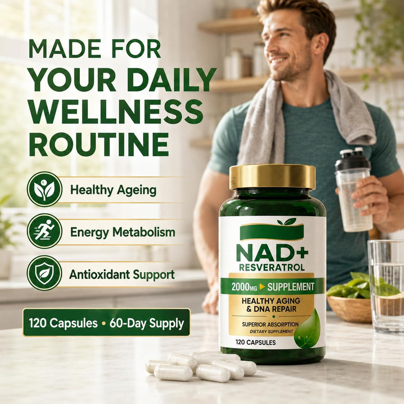 NAD+ Resveratrol Supplement 120 Capsules, NMNH Advanced Cellular Repair & Healthy Anti-Aging Formula with Nicotinamide Riboside, Superior Absorption Supports Metabolism 120 count (Pack of 1)