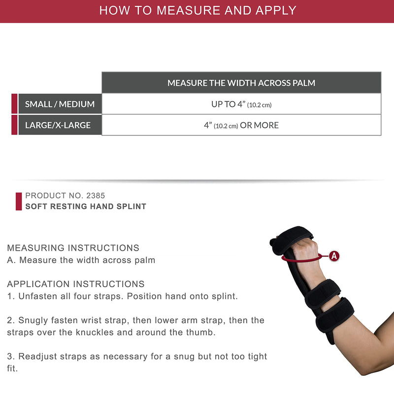 [Australia] - OTC Soft Resting Hand Splint, Night Immobilizer for Wrist, Fingers and Thumb, Stroke Hand, Black, Small-Medium Small/Medium Left Hand 
