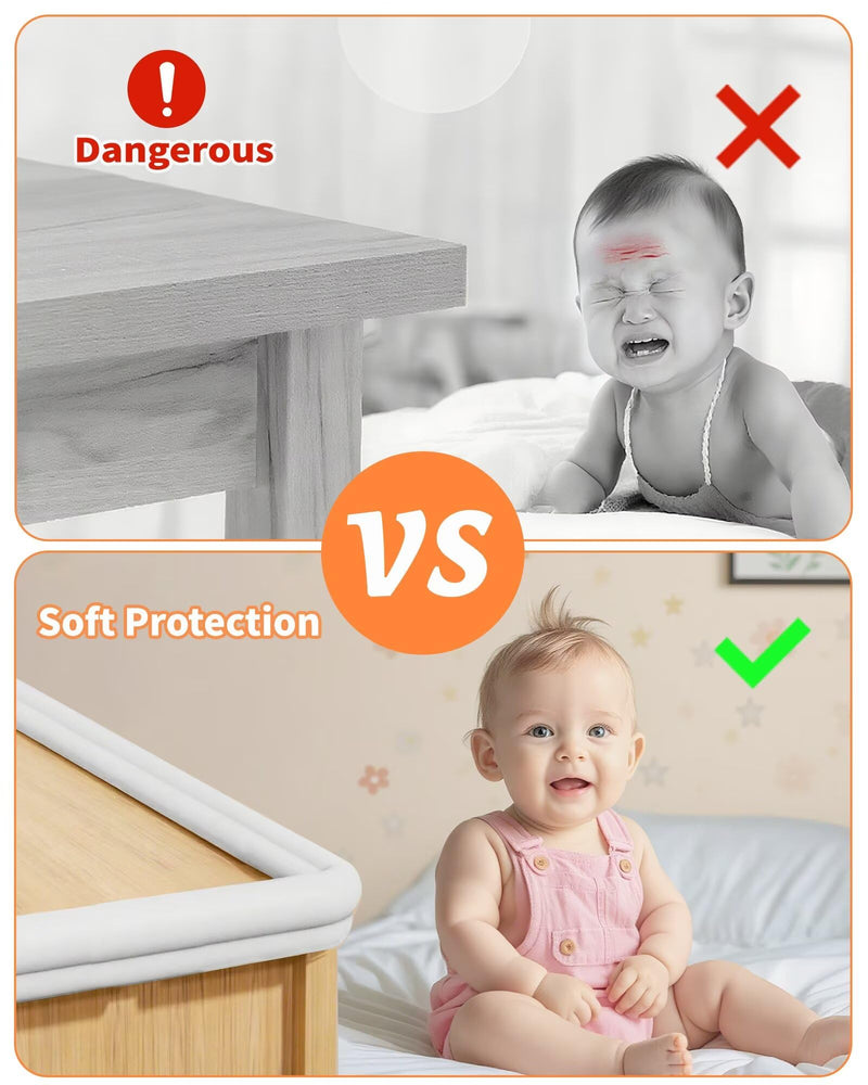 [Australia] - Edge Protector for Baby Proofing, 6.6FT 0.67‚Äô‚ÄôTh L-Shape Air Buffering Soft NBR Rubber Foam Furniture Edge Bumper Guards with 6 Corners, Pre-Taped, Thick Table Bumper Guard for Babies (White-gray) White-gray 0.67''Th (6.56FT) 