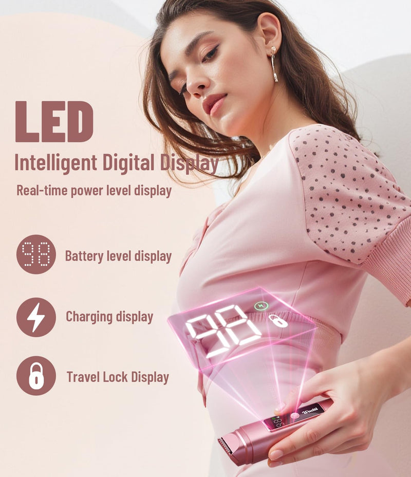 [Australia] - Electric Bikini Trimmer for Women: Razor & Shaver with Dual Heads for Body Pubic Hair, IPX7 Waterproof with LED Display - Rechargeable Lady Trimmer for Underarm Body Leg Face Gold-d 