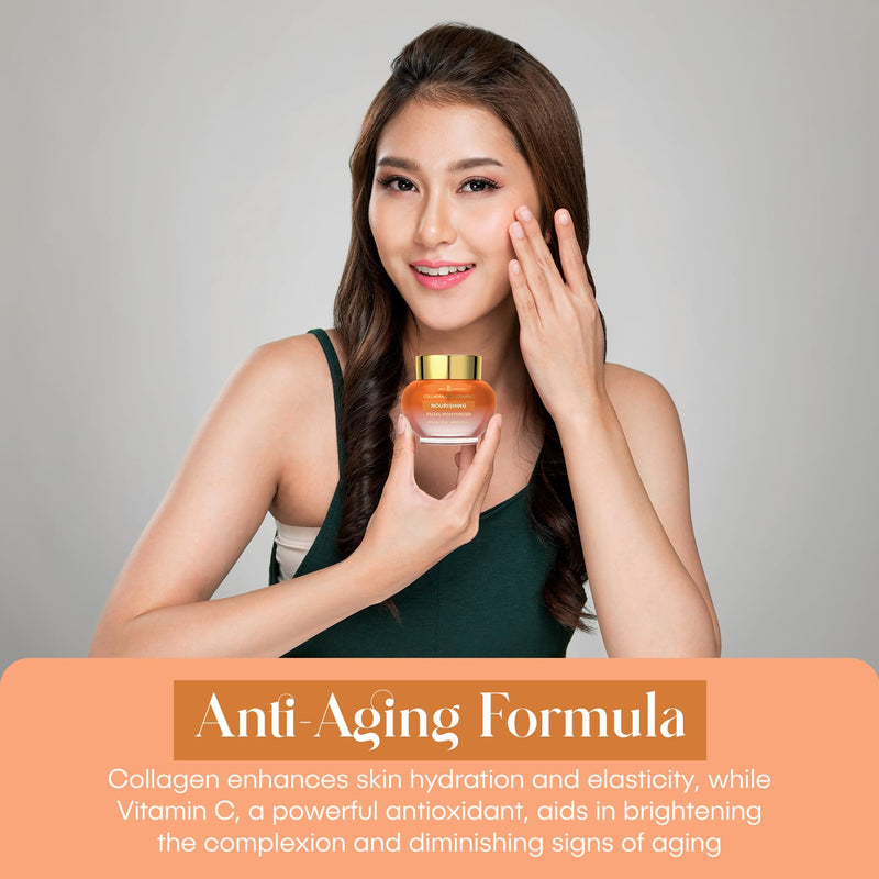 Collagen & Vitamin C Moisturizer - Brightens Skin, Reduces Fine Lines & Wrinkles - Anti-Aging, Dermatologist Tested, Clean Beauty, Korean Skin Care - 1.69 FL.OZ. Collagen & Vitamin C