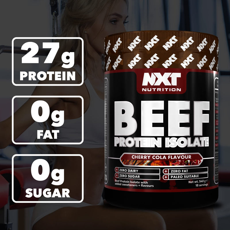 NXT Beef Protein Isolate 540g - High Protein Powder in Natural Amino Acids - Paleo, Keto Friendly - Dairy and Gluten Free | 540g (Cherry Cola)