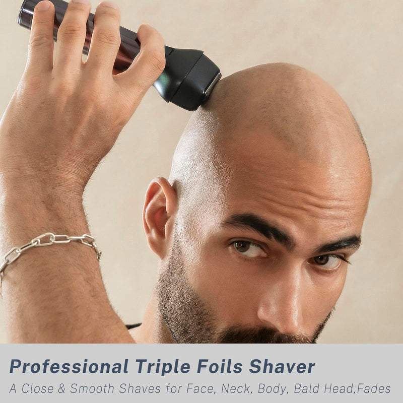 [Australia] - Beard Trimmer and Clippers Set for Men with Foil Shavers, Precision Dial Adjustable 20 Lengths, All-in-One Hair Trimmers for Face Head Nose Full Body, IPX7 Waterproof Wet/Dry, USB-C Rechargeable Dock 
