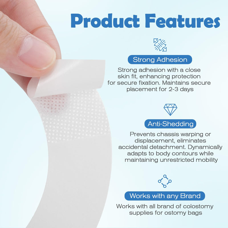 Tape Strips for Stoma Bags, 60pcs Ostomy Barrier Tape Strips for Stoma Bags, Breathable & Skin-Friendly Extenders Skin Barrier Tape - Stoma Care Product for Colostomy, Urostomy, Ileostomy Supplies