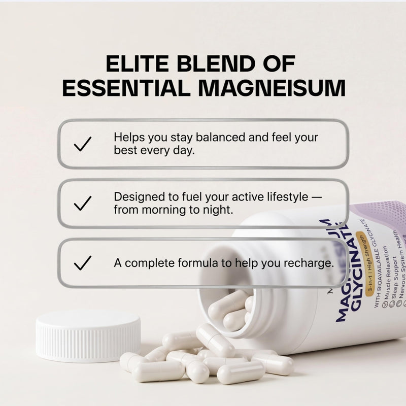 Premium Magnesium Glycinate 3-in-1 1400mg High Strength Formula with L-Theanine & Vitamin B6, 400mg Elemental Magnesium, Sleep, Muscle & Nervous System Support, 120 Capsules