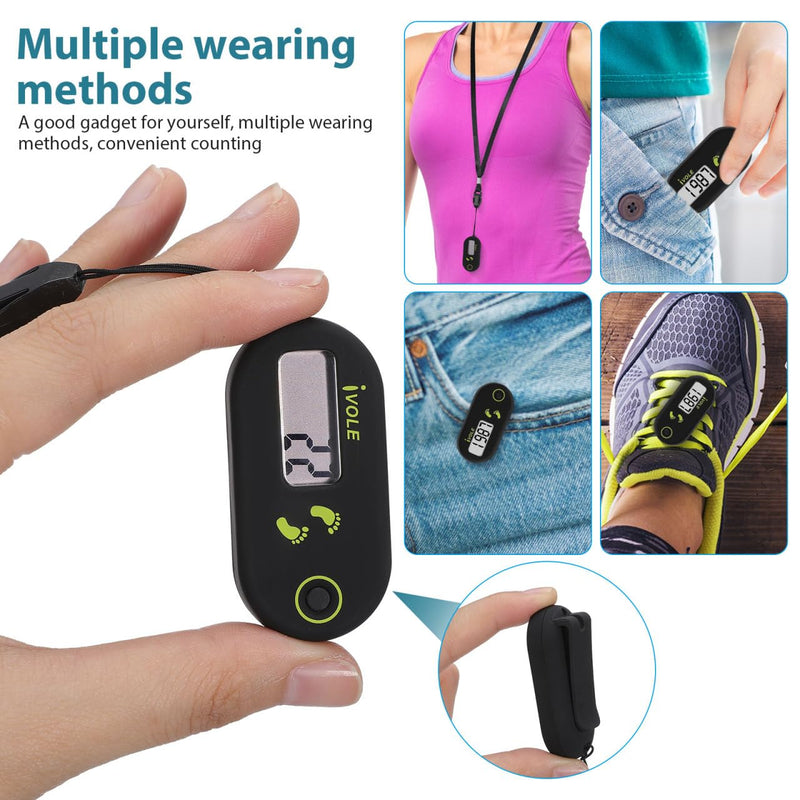 [Australia] - BESPORTBLE Sports Step Counter 3D Digital Pedometer Accurate Step Counter Portable Pedometer Mini Fitness Tool with Clip and Lanyard for Walking Running 