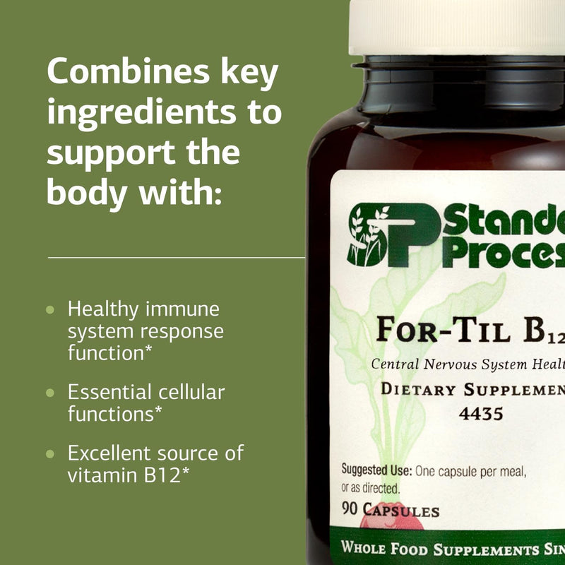 Standard Process for-Til B12, Vitamin B12 Supplement, 90 Capsules | Supports Brain and Nervous System, Immune Health and Cellular Function, Non-Dairy and Non-Soy Supplement
