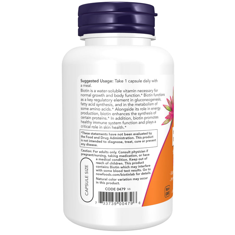 NOW Foods Supplements, Biotin 10 mg (10,000 mcg), Extra Strength, Energy Production*, 120 Veg Capsules Unflavored 120 Count (Pack of 1)