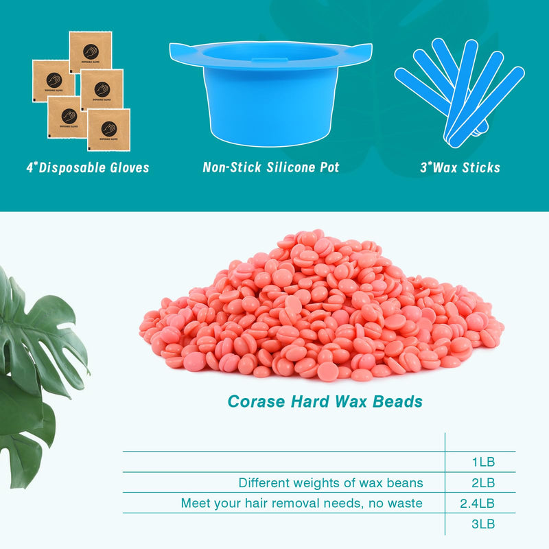 [Australia] - PURPESKY Wax Beads Bulk, 1lbs Hard Waxing Beans for Hair Removal, Brazilian Coarse Wax for Face, Leg, Bikini, Home Waxing Kit with Collapsible Bowl/Pot & Collapsible Bowl (Cream) pot-cream 16 Ounce (Pack of 1) 