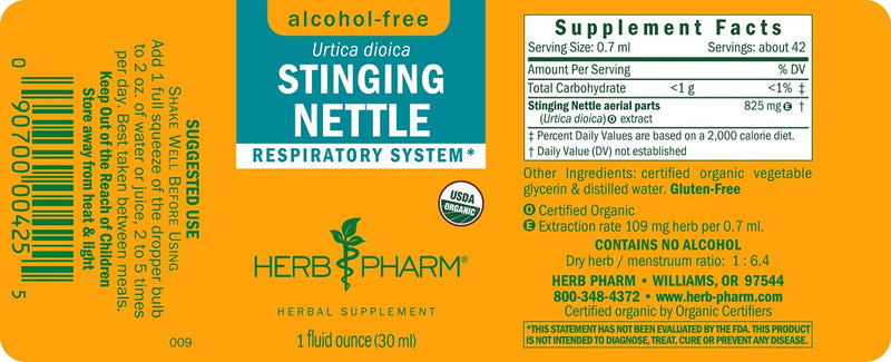 [Australia] - Herb Pharm Alcohol-Free Stinging Nettle Glycerite - 1 Ounce 