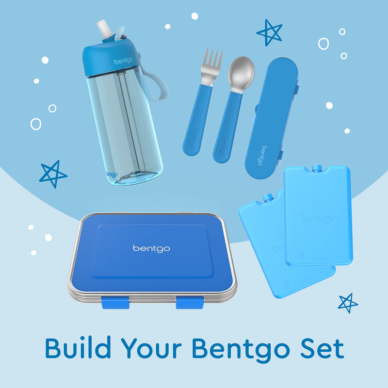 [Australia] - Bentgo® Kids Stainless Steel Utensil Set - Reusable Fork, Spoon & Storage Case - High-Grade BPA-Free Stainless Steel, Easy-Grip Handles, Dishwasher Safe for School Lunch, Travel & Outdoors (Blue) Blue 
