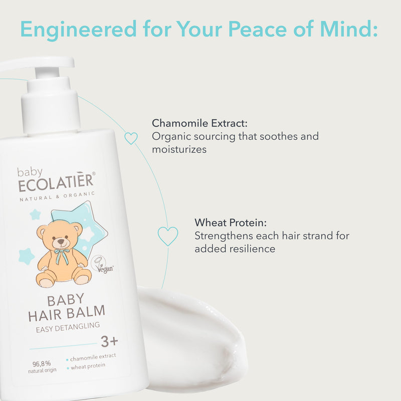 [Australia] - Nourishing Baby Hair Balm Conditioner for Easy Detangling 3+, 250ml - With Chamomile & Wheat Protein, 96.8% Natural, Vegan Baby Conditioner - Softens and Nourishes Delicate Hair - 8.5 Fl Oz 