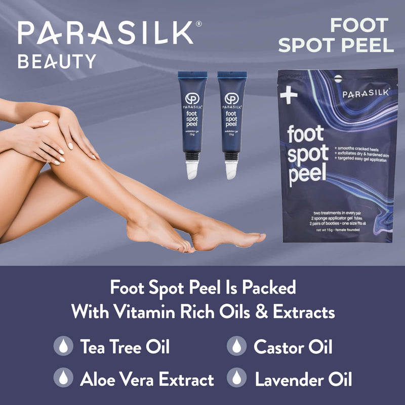 [Australia] - Parasilk Exfoliating Foot Spot Peel– 2 Gel Sponge Applicators & 2 Pairs of Exfoliation Booties. Targeted Repair for Rough, Dry Skin, Cracked Heels and Feet 