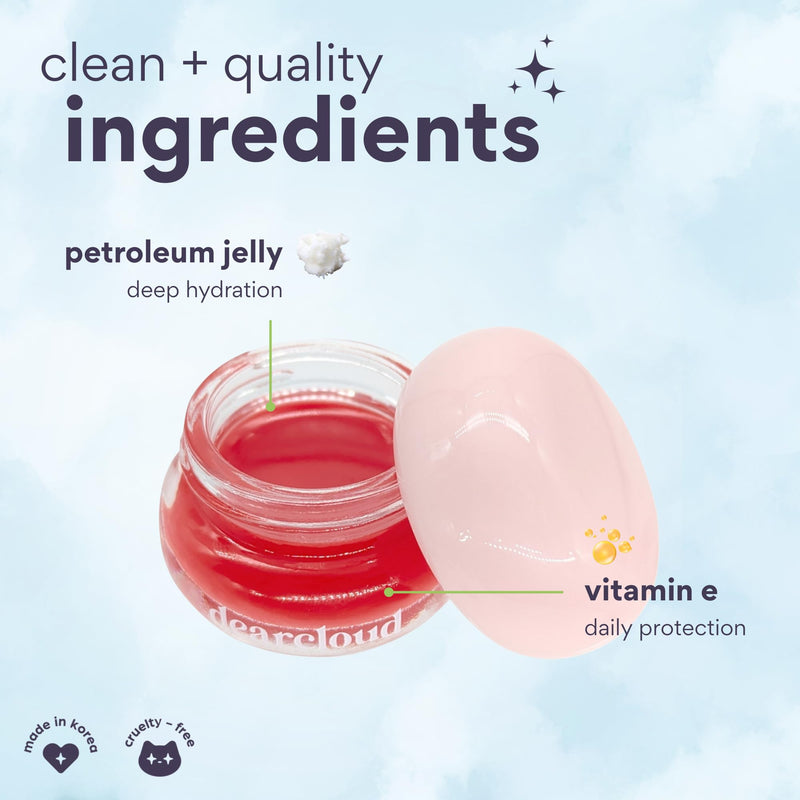 dearcloud Dewy Lip Jam – Lip Balm with Vitamin E (Deep Cherry) | Vitamin E · Jojoba Oil · clear glossy finish · Pink Lychee scent · .34 oz Deep Cherry .28 Ounce (Pack of 1)