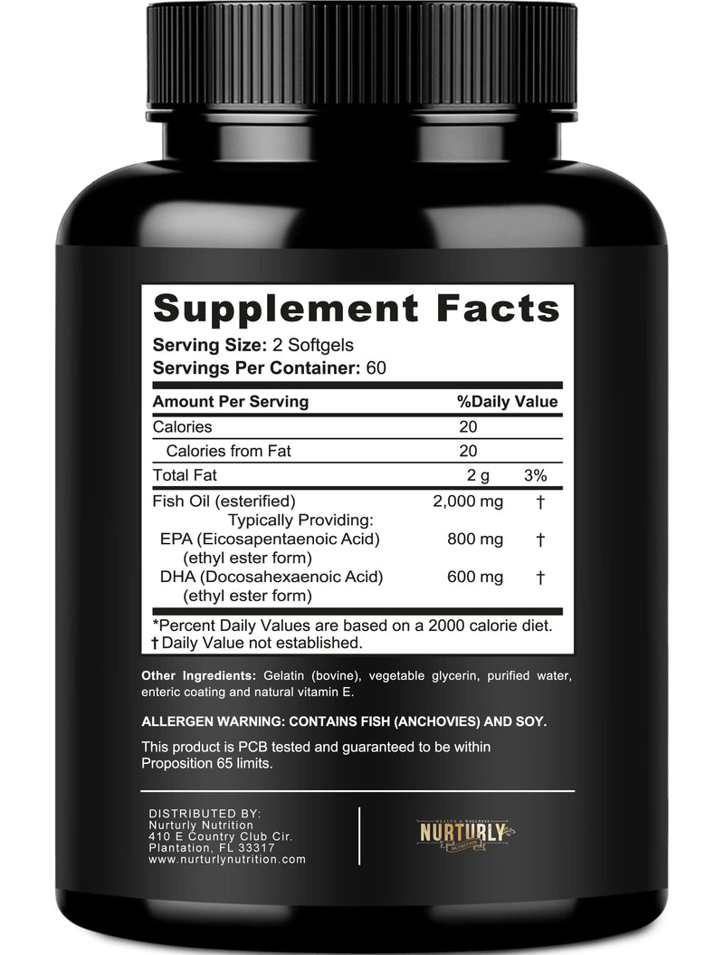 Magnesium Complex and Omega 3 Fish Oil - Magnesium Citrate 500MG – Fish Oil 2000mg, 800mg EPA and 600mg DHA - Muscle Relaxation, Sleep and Energy, Bone Health, Brain, and Heart
