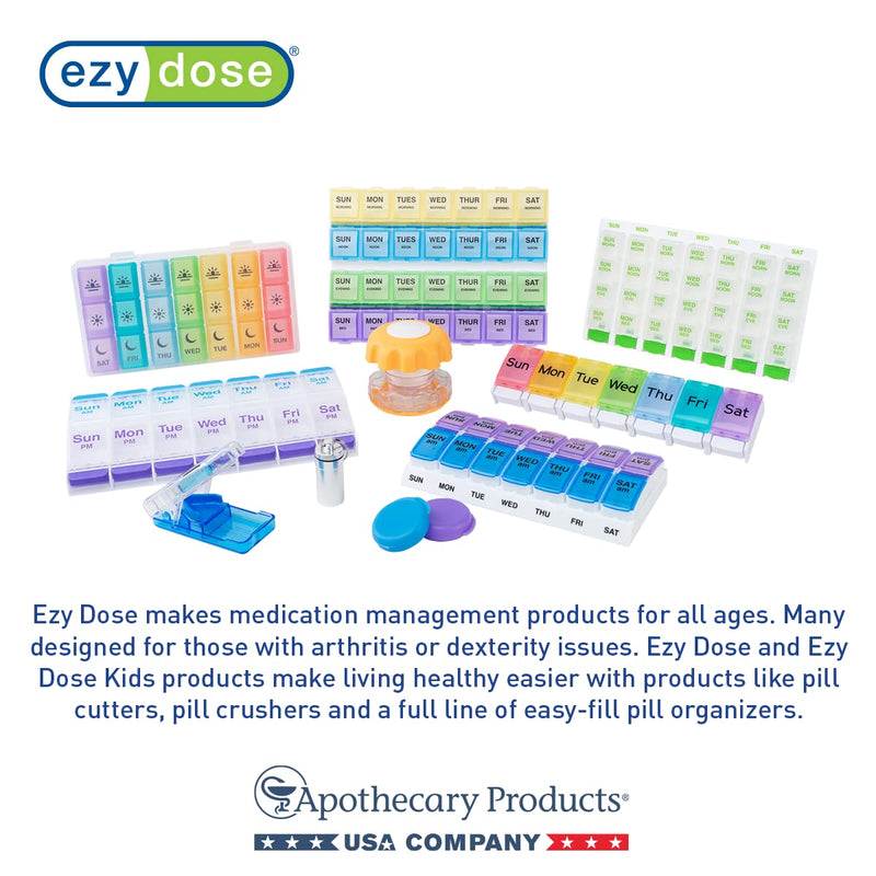 EZY DOSE Weekly (7-Day) Pill Case, Medicine Planner, Vitamin Organizer, Small Locking Compartments to Secure Prescription Medication and Prevent Accidental Spilling, Color May Vary, BPA Free Small (Pack of 1)