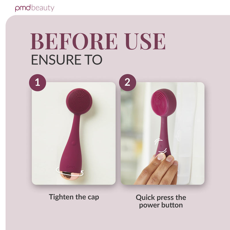 PMD Clean - Smart Facial Cleansing Device with Silicone Brush & Anti-Aging Massager Berry